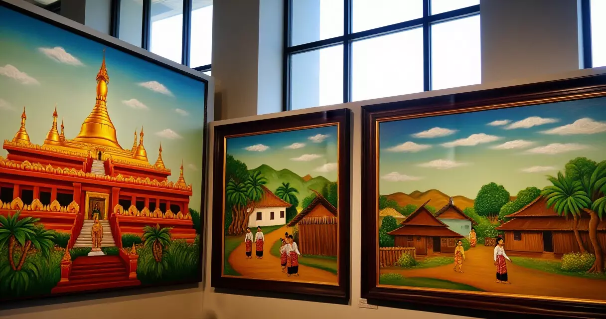 မြန်မာ့ရိုးရာပန်းချီကားများ ဂယ်လရီနံရံ ခင်းကျင်းပုံ ရန်ကုန်