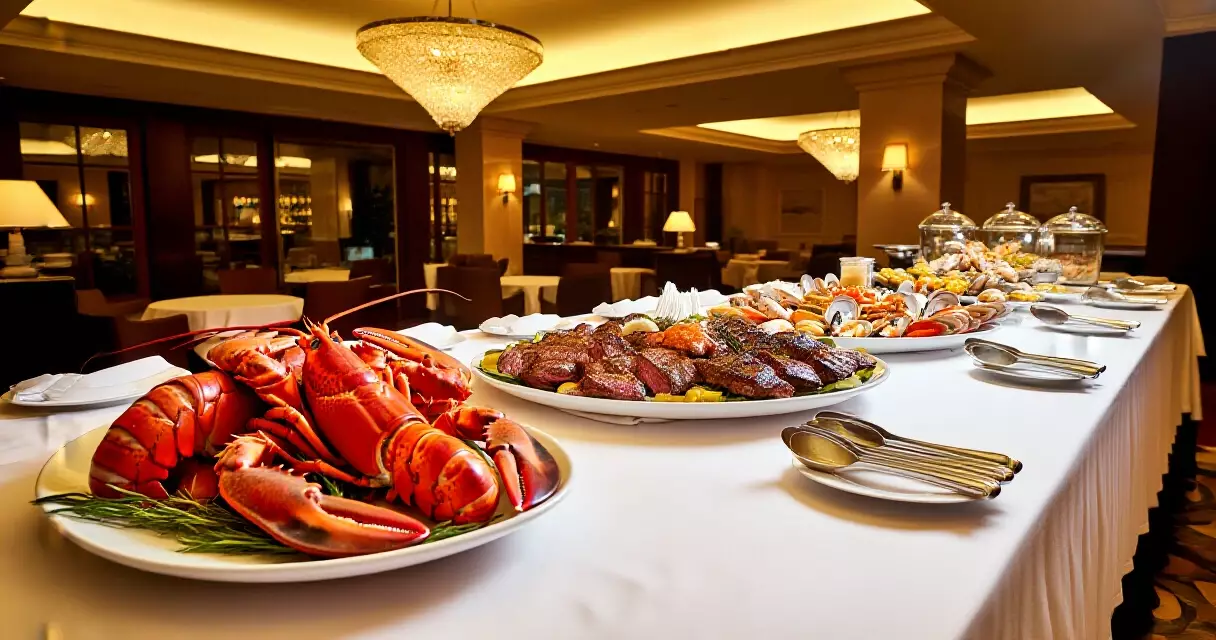 ရန်ကုန် PARKROYAL ဟိုတယ် Lobster BBQ Buffet premium dining table