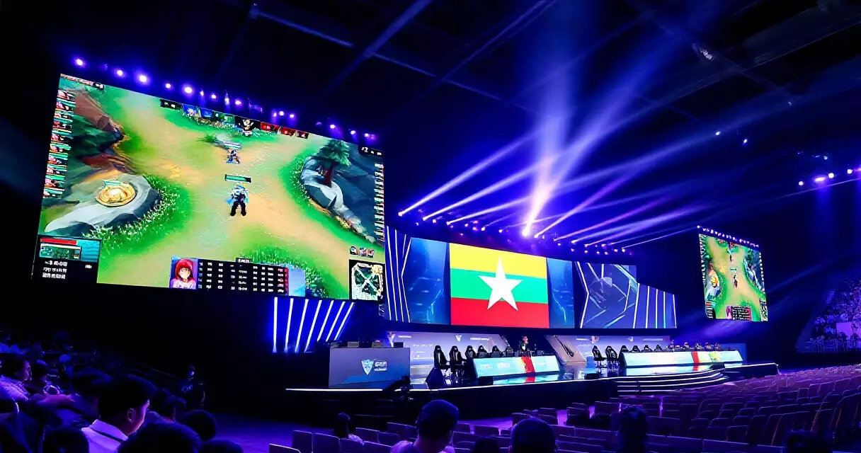 မြန်မာ Esports Tournament Arena တွင် ပြိုင်ပွဲကြည့်ရှုနေသော ပရိသတ်