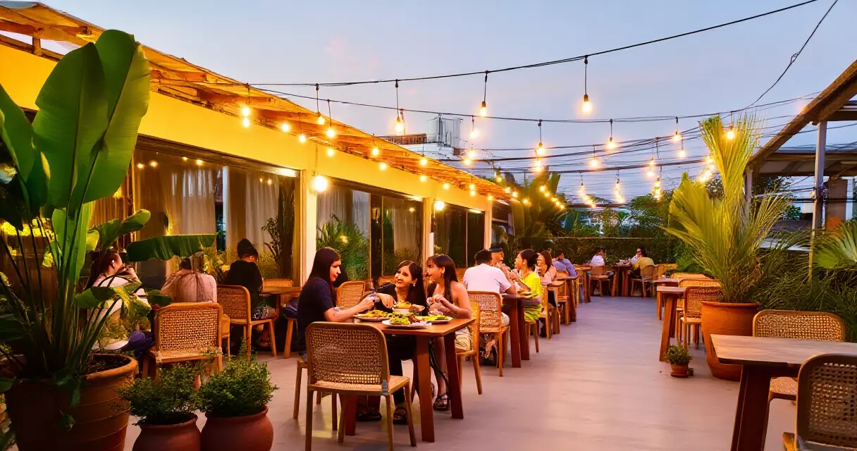 ရန်ကုန် rooftop outdoor dining ဆိုင် ညနေ ၂၀၂၆