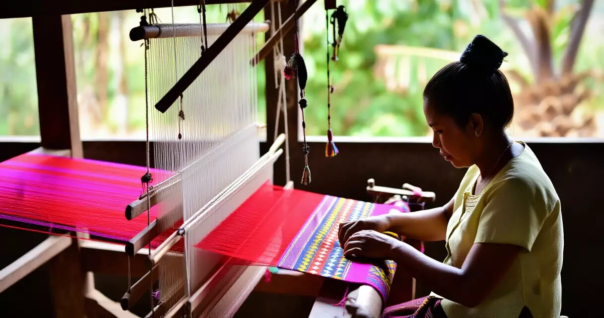 အမာရပူရ မြို့တွင် ရက်ကန်းသမားသည် ရိုးရာ ပိုးထည် ရက်နေသည်