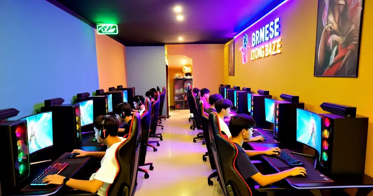 မြန်မာ gaming cafe အတွင်းပိုင်း PC gaming နေရာ ရန်ကုန်တွင်