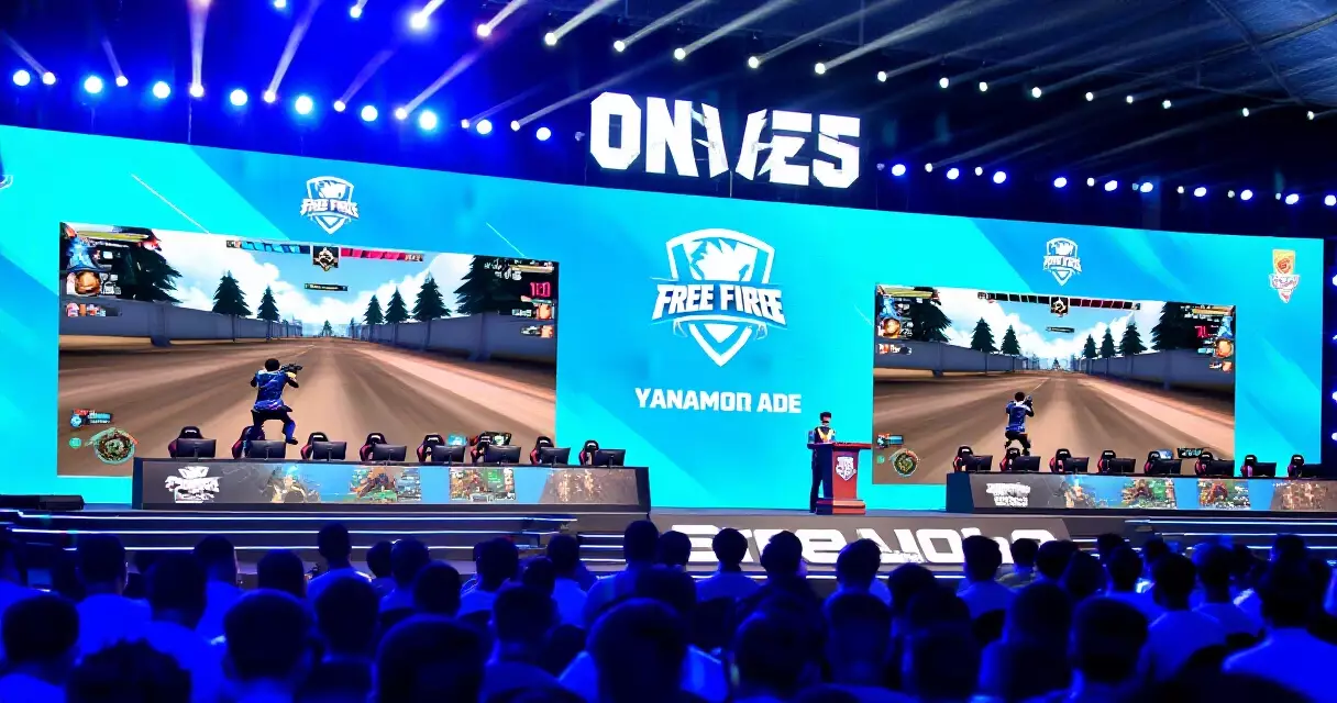 မြန်မာ Free Fire Esports ပြိုင်ပွဲ ကျင်းပနေသောပုံ