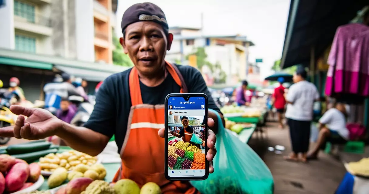 မြန်မာ ဈေးသည် တစ်ဦး Facebook မှ online ရောင်းချနေသော မြင်ကွင်း