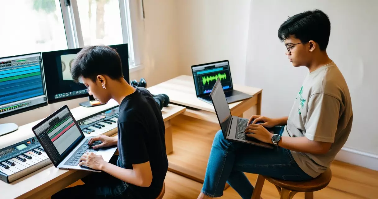 ခေတ်သစ် မြန်မာ ဂီတ သမားများ DAW Software ဖြင့် ဖန်တီးနေစဉ်
