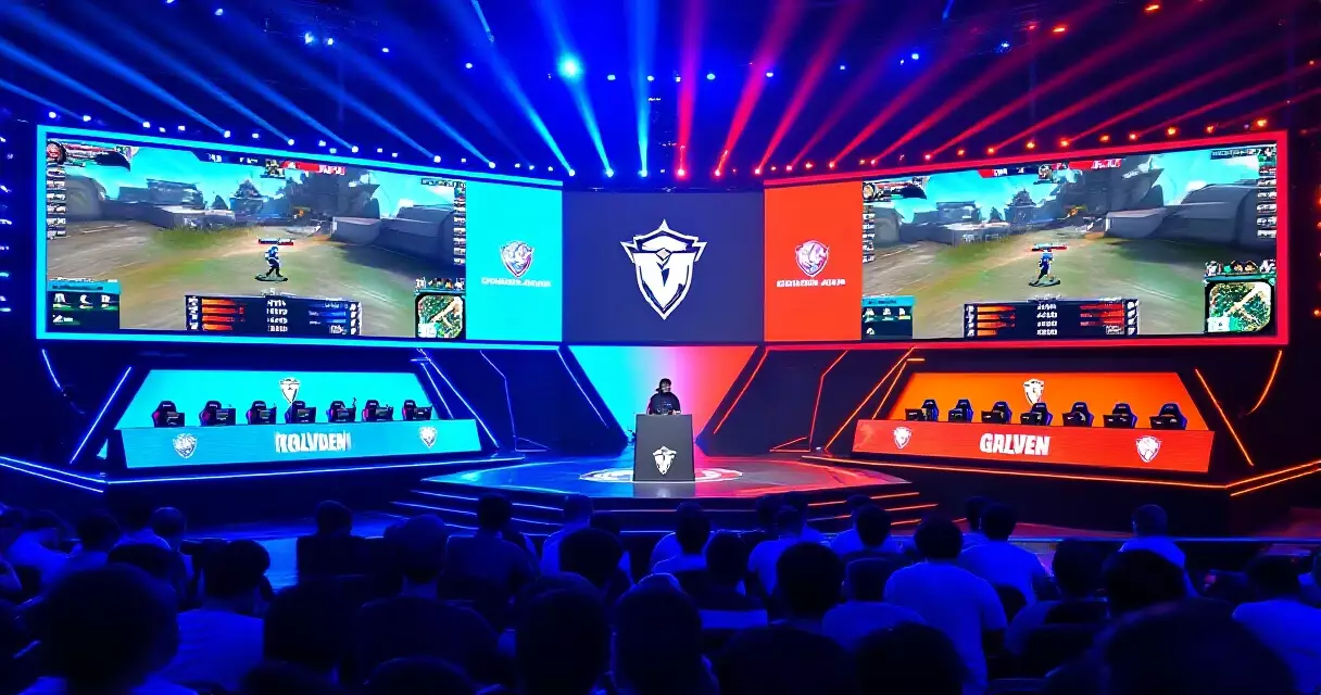 အာဆီယံ esports tournament ပြိုင်ပွဲ၌ ကစားသမားများ ယှဉ်ပြိုင်နေသောပုံ