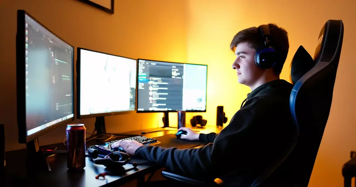 မြန်မာ pro gamer ၏ gaming setup တွင် ဂိမ်းဆော့နေသောပုံ