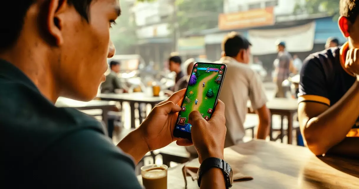 မြန်မာ လူငယ် mobile ဂိမ်းကစားနေသည့် မြင်ကွင်း ရန်ကုန်တွင်