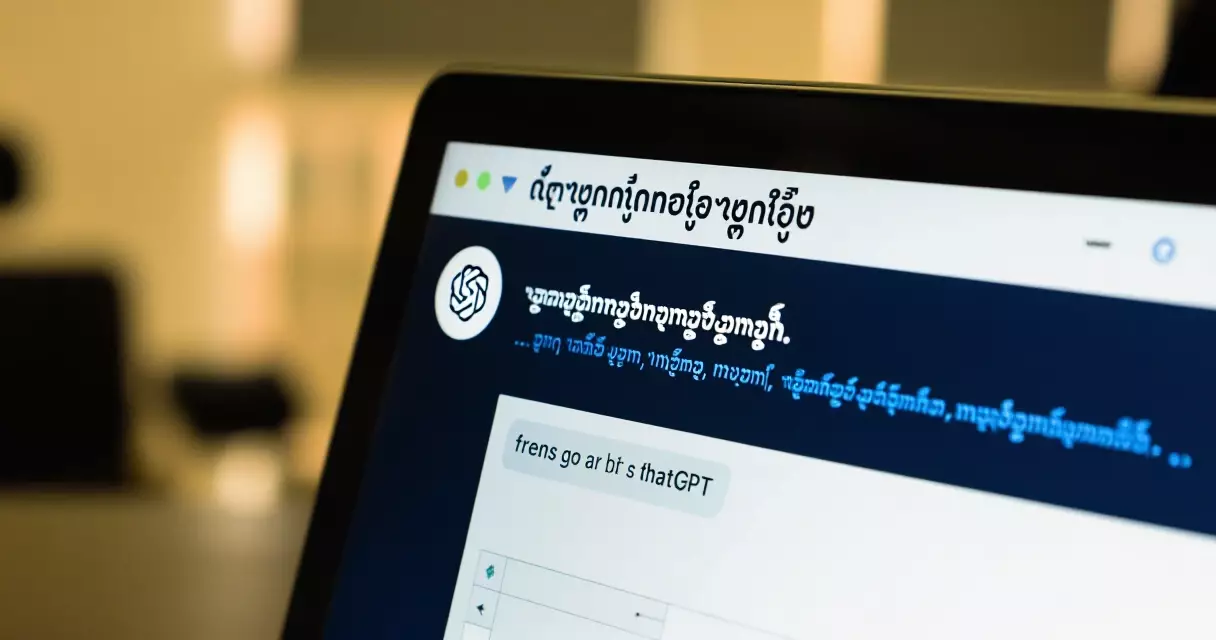 ChatGPT မြန်မာဘာသာ caption ရေးနေသည့် laptop မျက်နှာပြင်