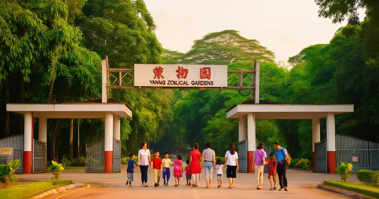 ရန်ကုန်တိရစ္ဆာန်ရုံ ဝင်ပေါက်တွင် မိသားစုများ