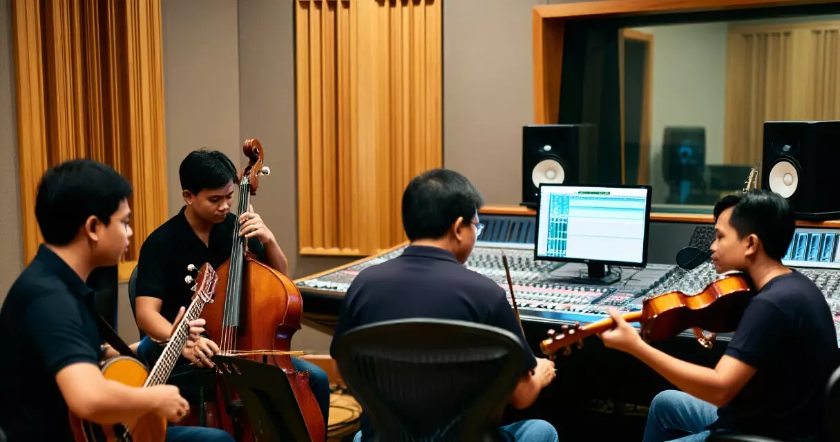 ရန်ကုန် Recording Studio တွင် မြန်မာ ဂီတ သမားများ ဂီတ ဖန်တီးစဉ်