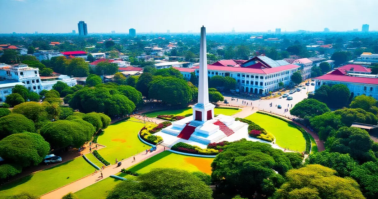 မဟာဗန္ဓုလ ပန်းခြံ ရန်ကုန် Downtown — Independence Monument နှင့် အစိမ်းရောင် ပတ်ဝန်းကျင်