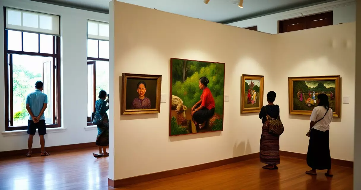 ရီဗာ ဂယ်လရီ အတွင်းပိုင်း ပန်းချီကားများ ပြသနေမှု