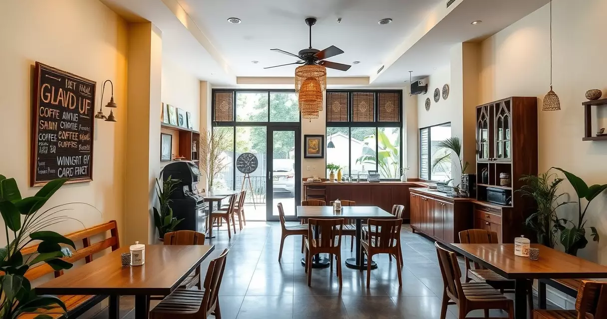 ရန်ကုန်မြို့ခေတ်မီကော်ဖီဆိုင်အတွင်းပိုင်း