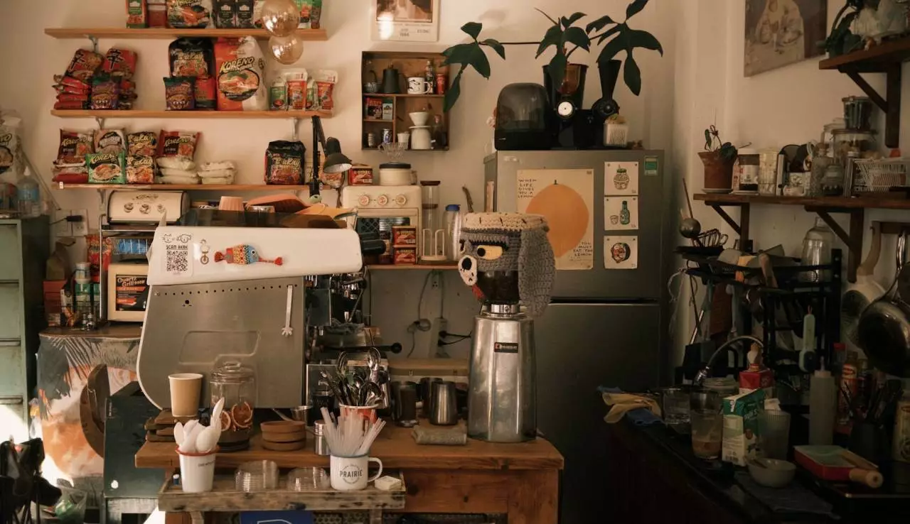 Rustic coffee shop interior with wooden counter representing the aesthetic and Instagram-worthy cafes in Yangon for 2026
